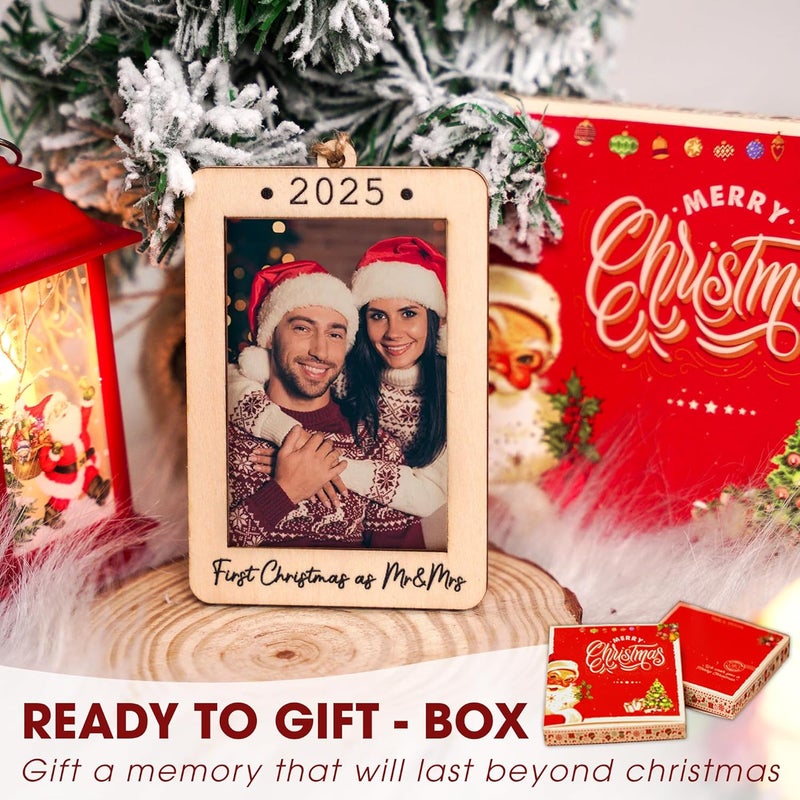 Hangwoous First Christmas As Mr And Mrs 2025 Picture Frame Ornament - Wedding Gifts for Newlyweds - First Christmas Married Ornament 2025 - Newlyweds Gifts For Couples - Mr And Mrs Wedding Gift - Portrait Frame - Image 3